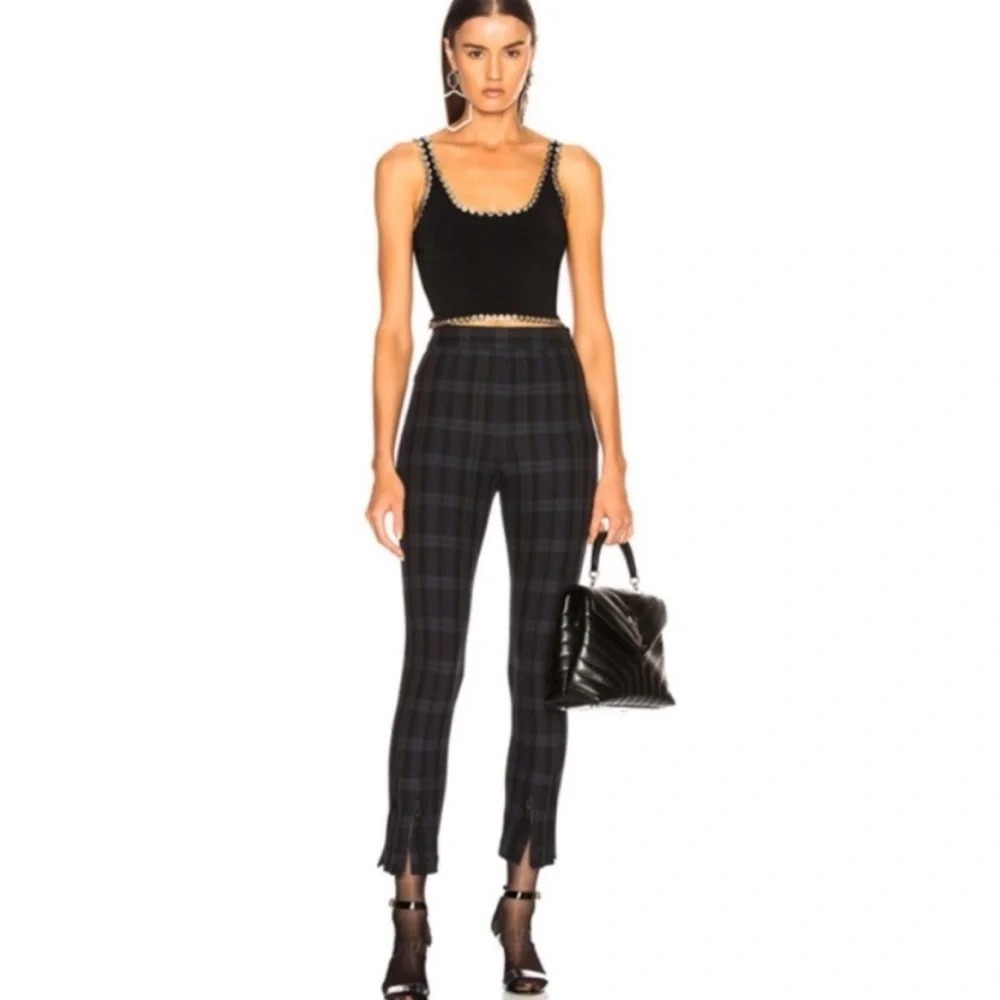 ALEXANDER WANG tartan plaid alt goth skinny pants with zipper detail size 2